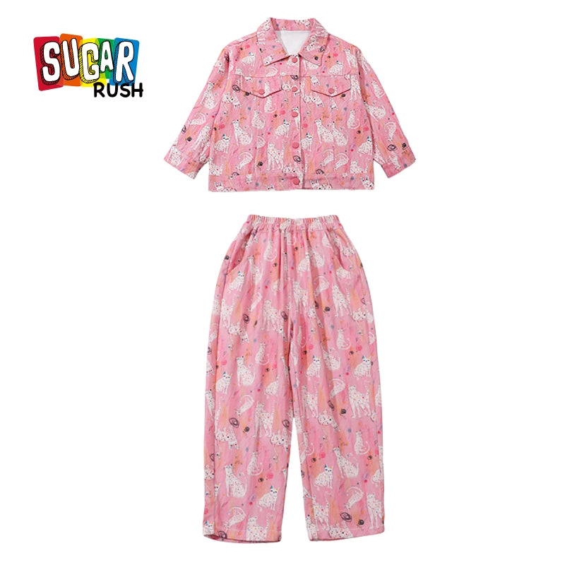 Girls Printed Pure Cotton Shirt With Trousers