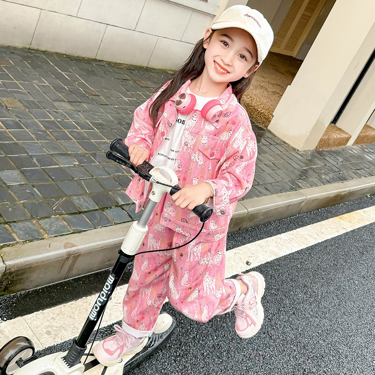 Girls Printed Pure Cotton Shirt With Trousers