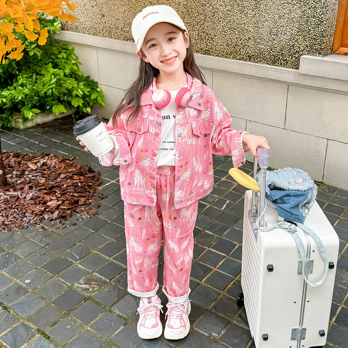 Girls Printed Pure Cotton Shirt With Trousers