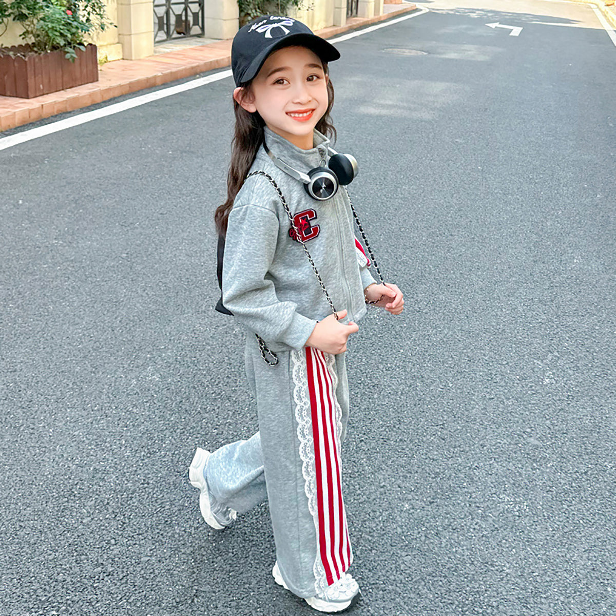 Girls Colourblocked Pure Cotton Sweatshirt with Joggers