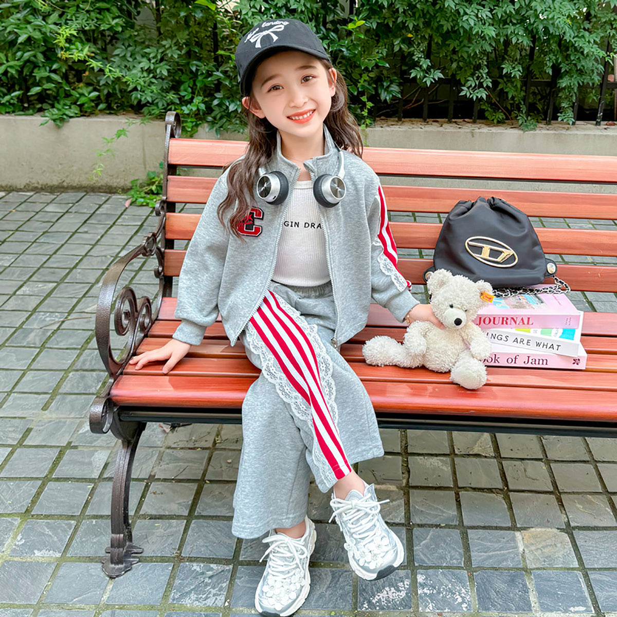 Girls Colourblocked Pure Cotton Sweatshirt with Joggers