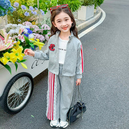 Girls Colourblocked Pure Cotton Sweatshirt with Joggers