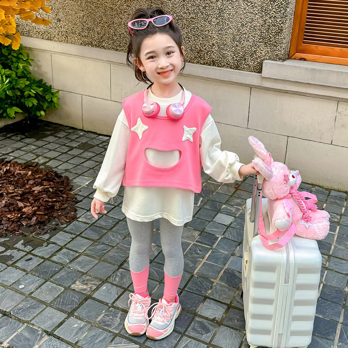 Girls Pure Cotton Top with Leggings
