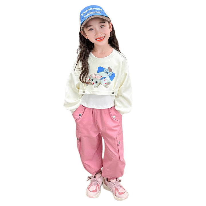 Girls Colourblocked Pure Cotton Top With Pyjamas