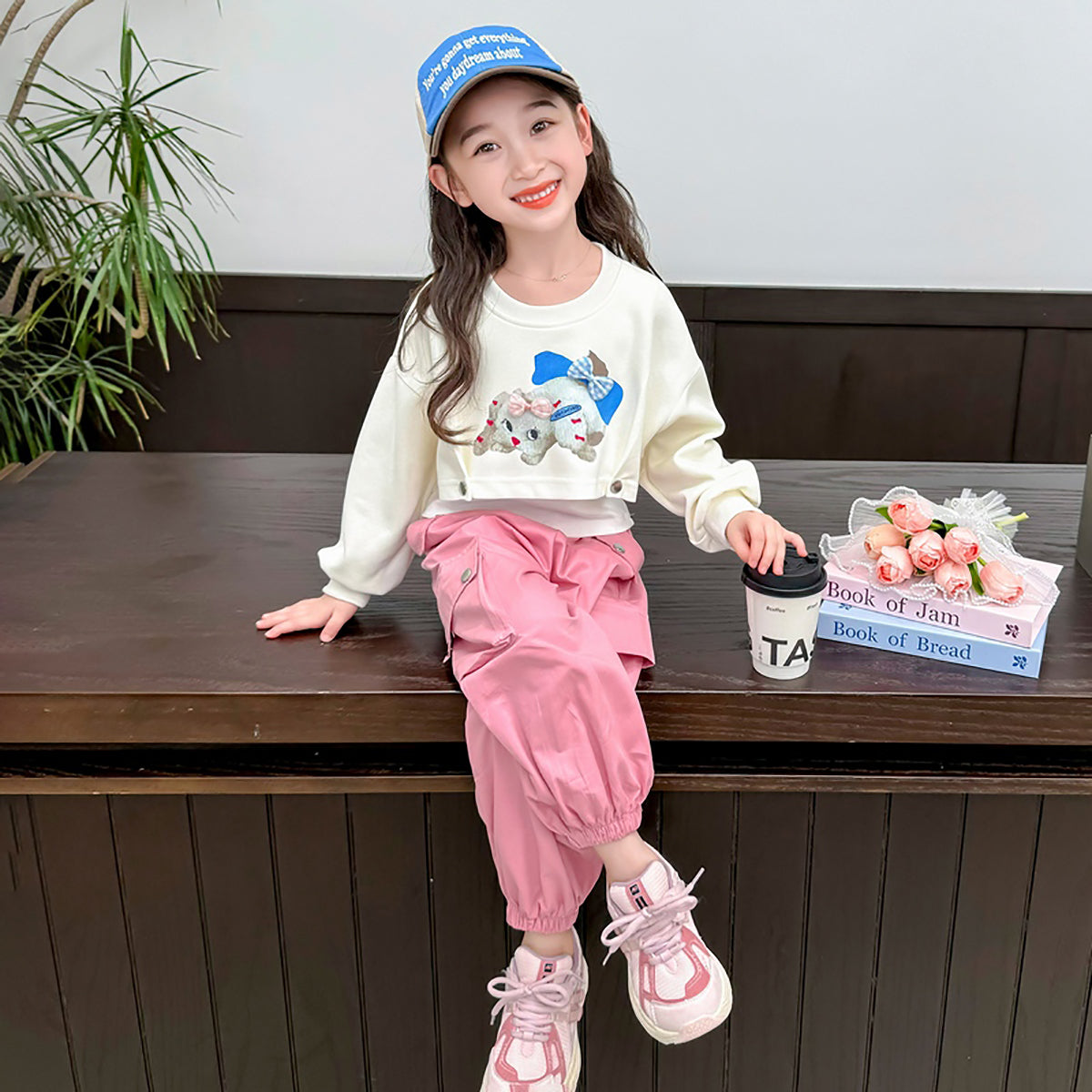 Girls Colourblocked Pure Cotton Top With Pyjamas
