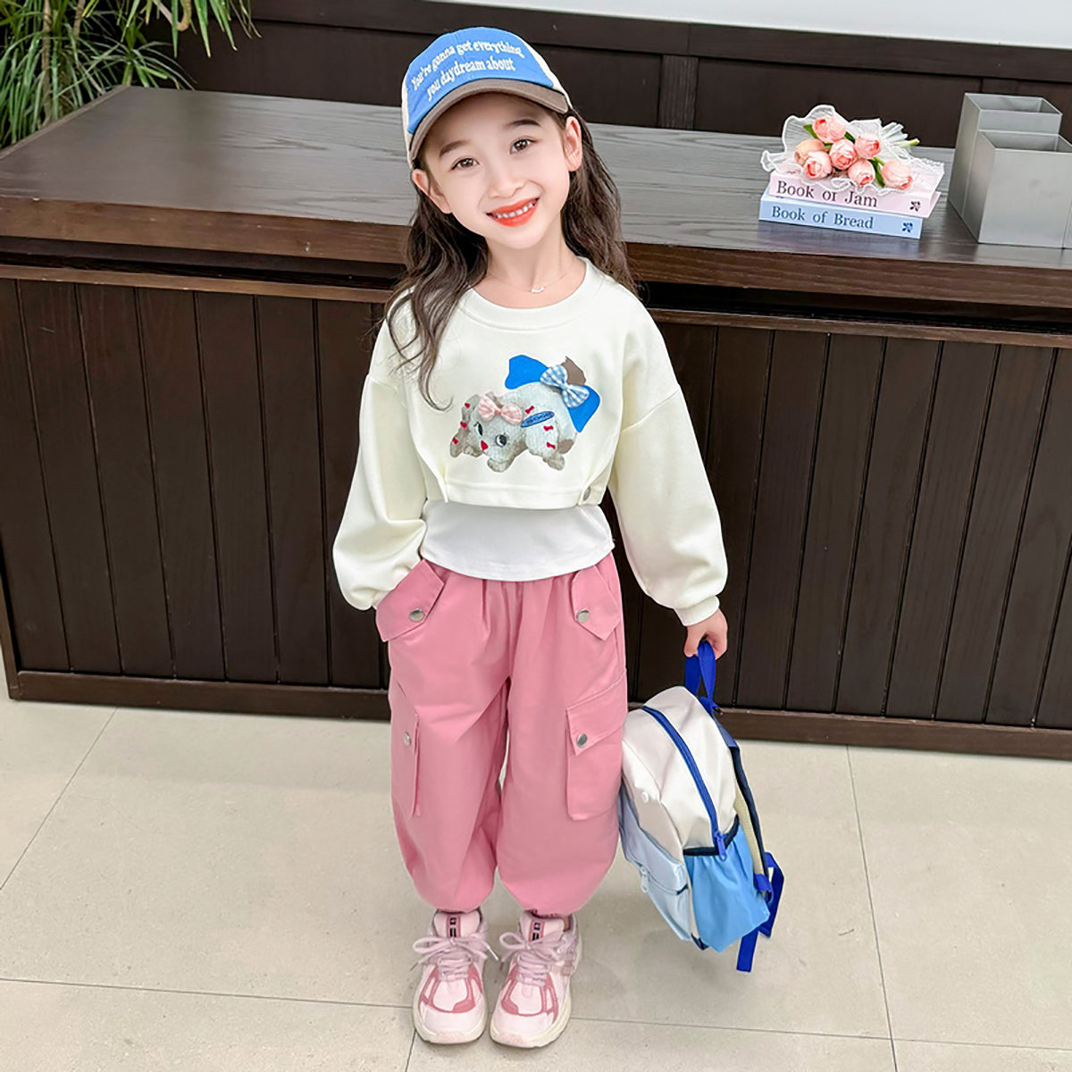Girls Colourblocked Pure Cotton Top With Pyjamas