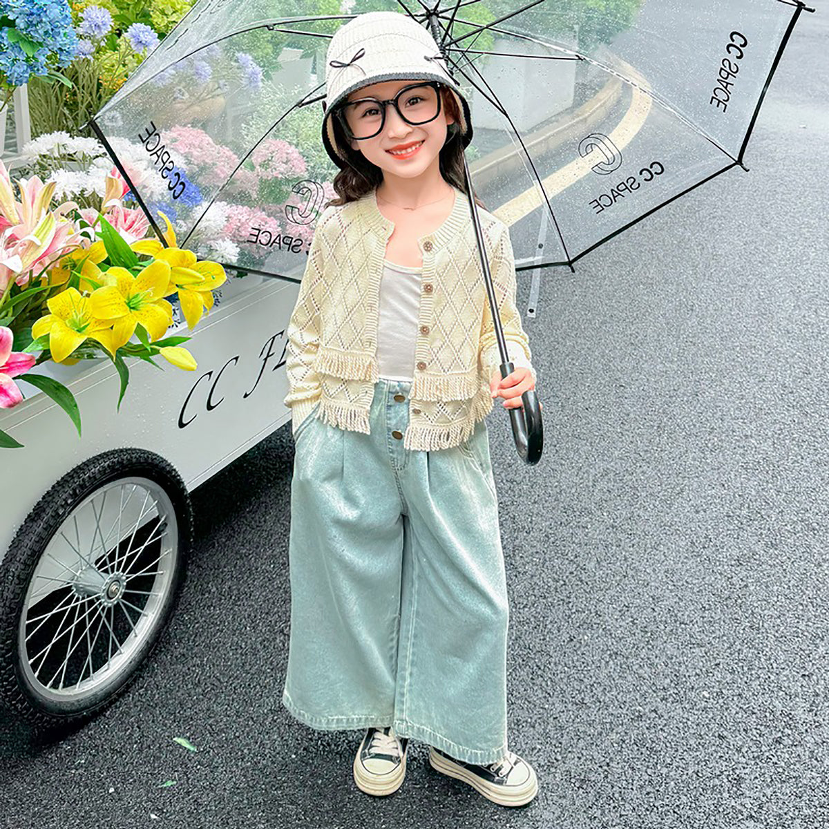 Girls Longline Outdoor Open Front Jacket
