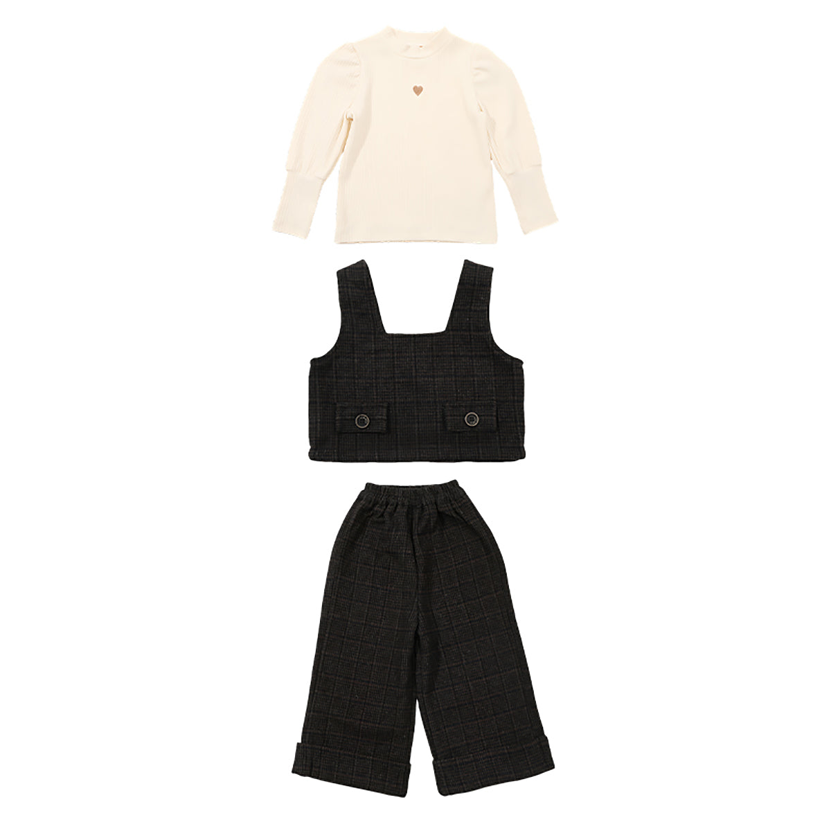 Girls Checked Pure Cotton Vest with Trousers & Top