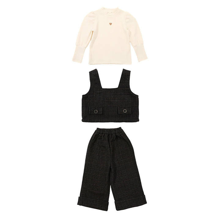 Girls Checked Pure Cotton Vest with Trousers & Top