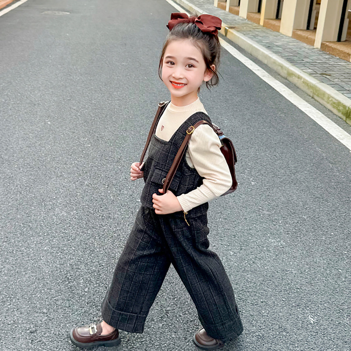 Girls Checked Pure Cotton Vest with Trousers & Top