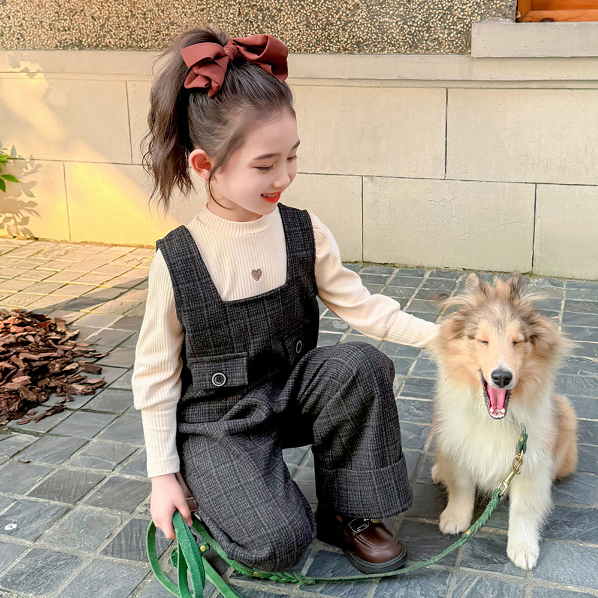 Girls Checked Pure Cotton Vest with Trousers & Top