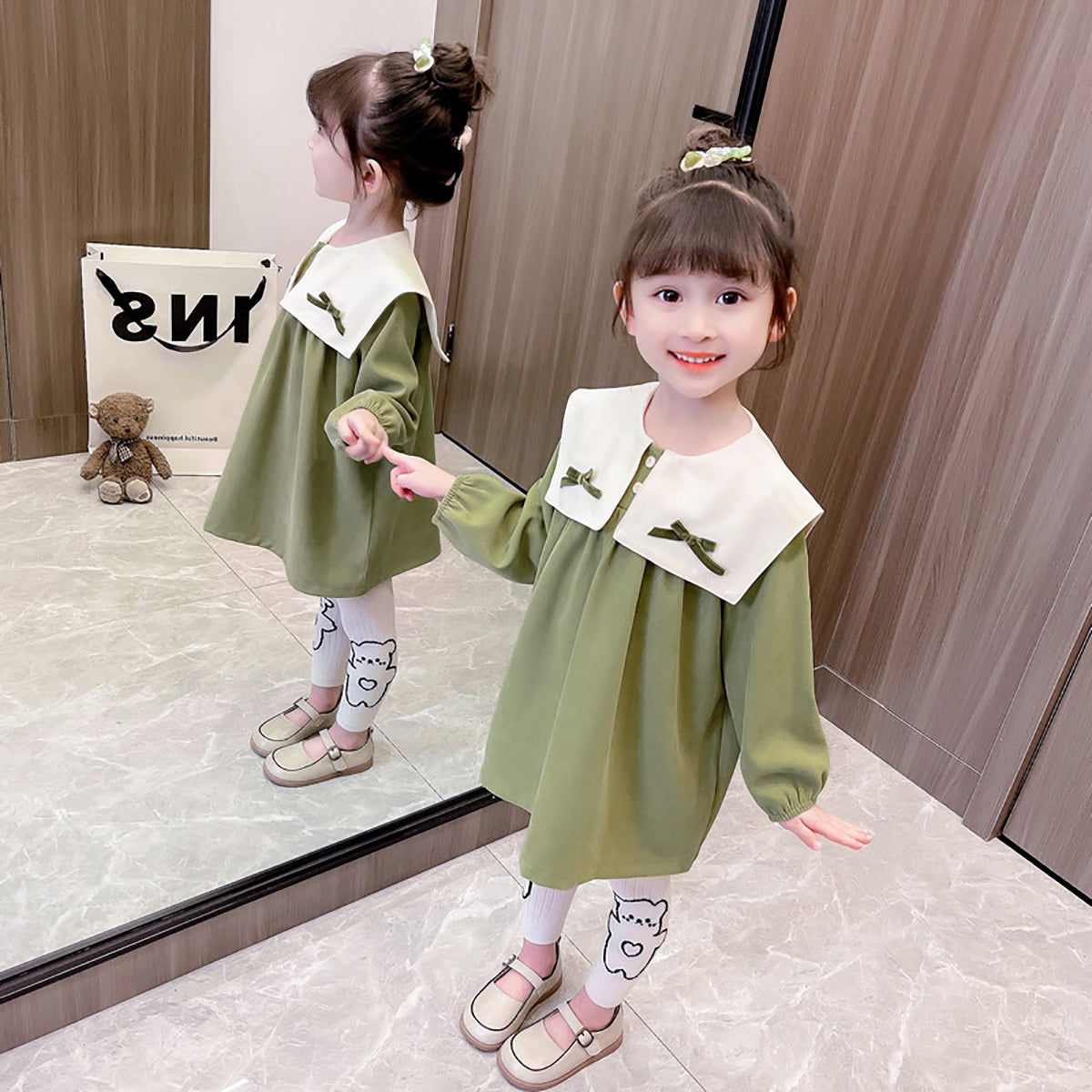 Girls Colourblocked Pure Cotton Top with Legging