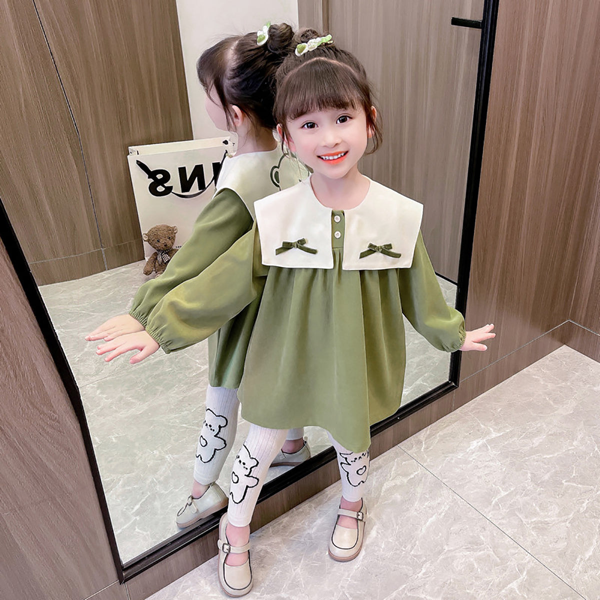 Girls Colourblocked Pure Cotton Top with Legging