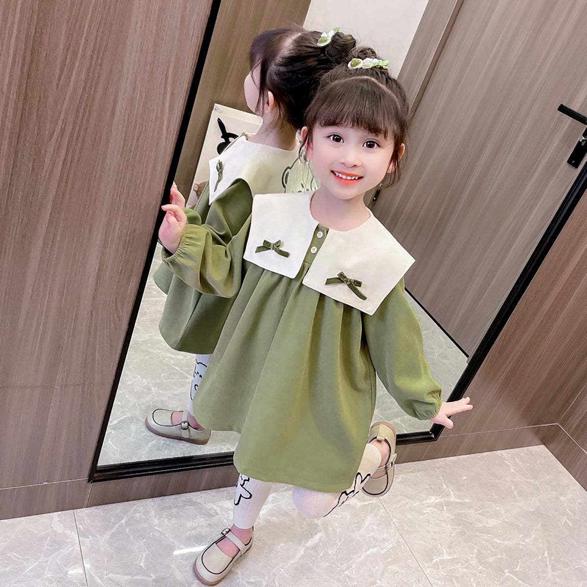 Girls Colourblocked Pure Cotton Top with Legging