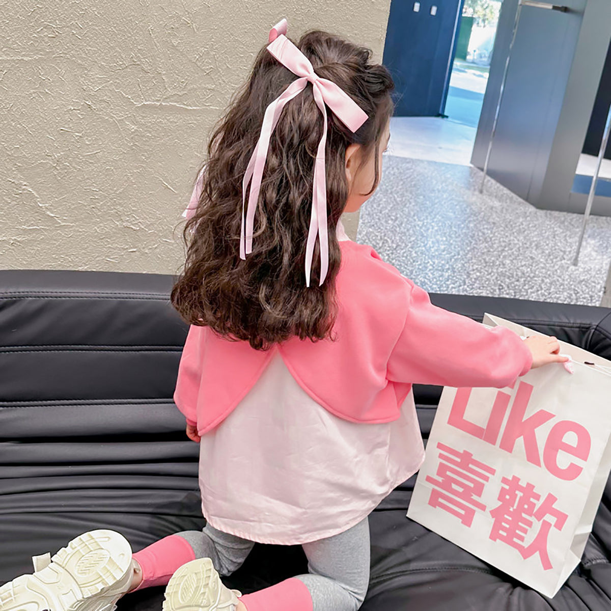 Girls Colourblocked Pure Cotton Top with Leggings