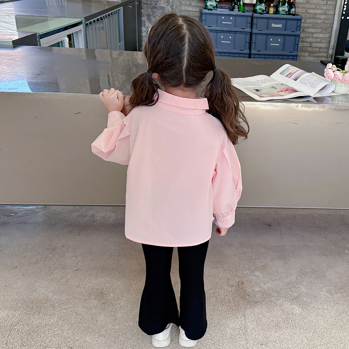 Girls Pink & Green Printed Pure Cotton Top with Palazzos