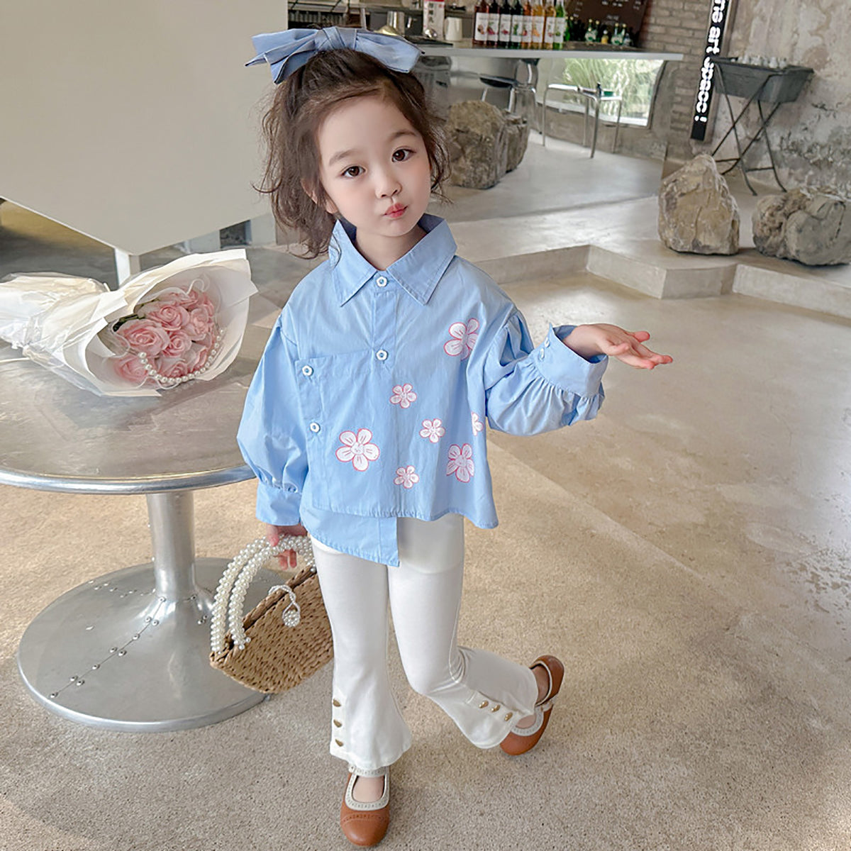 Girls Printed Pure Cotton Shirt with Palazzo