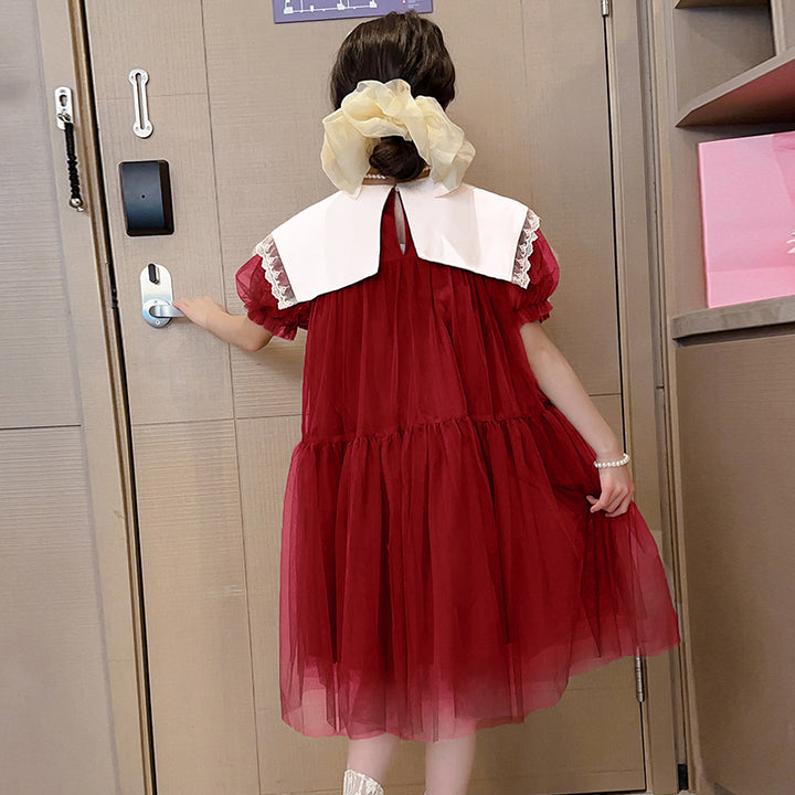 Girls Solid A-Line Gathered or Pleated Midi Dress