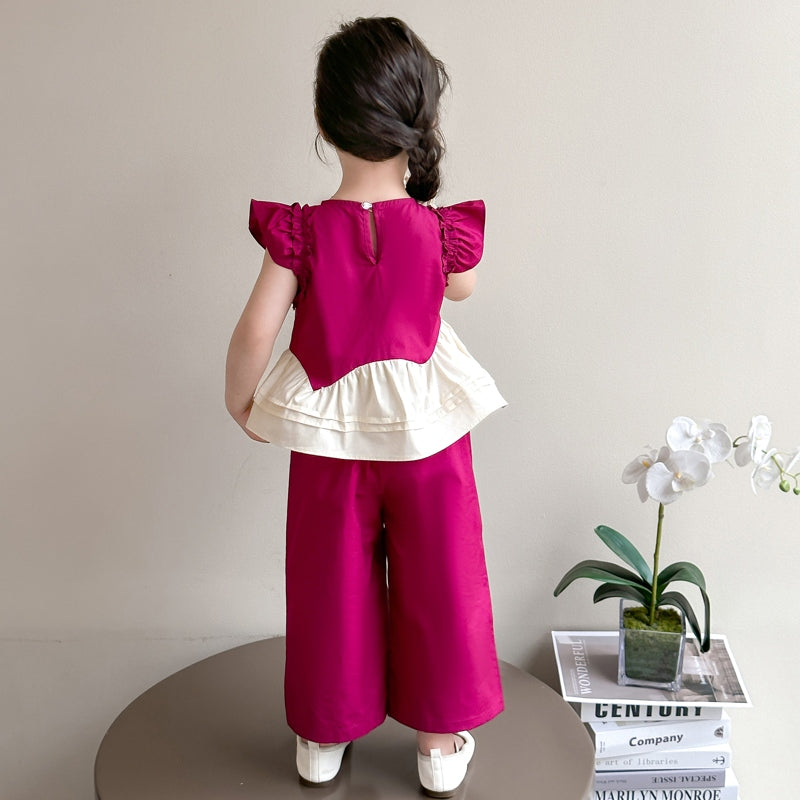 Girls Colourblocked Top With Palazzos