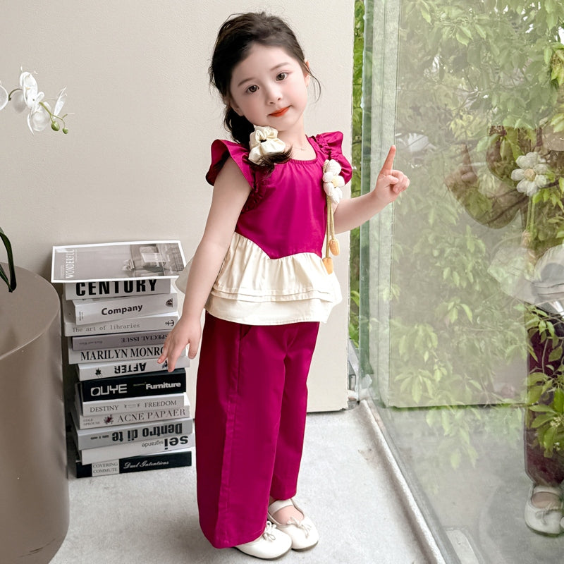 Girls Colourblocked Top With Palazzos