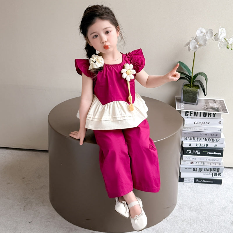 Girls Colourblocked Top With Palazzos