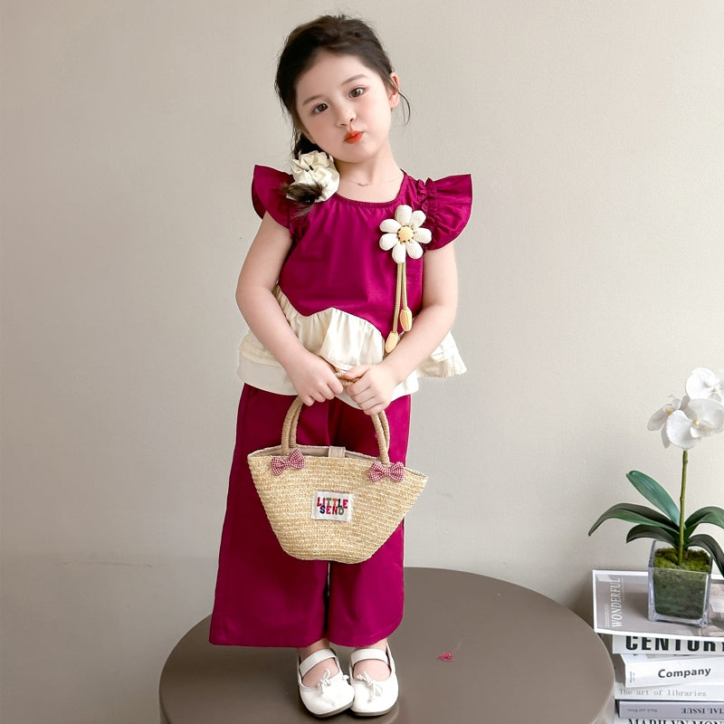 Girls Colourblocked Top With Palazzos