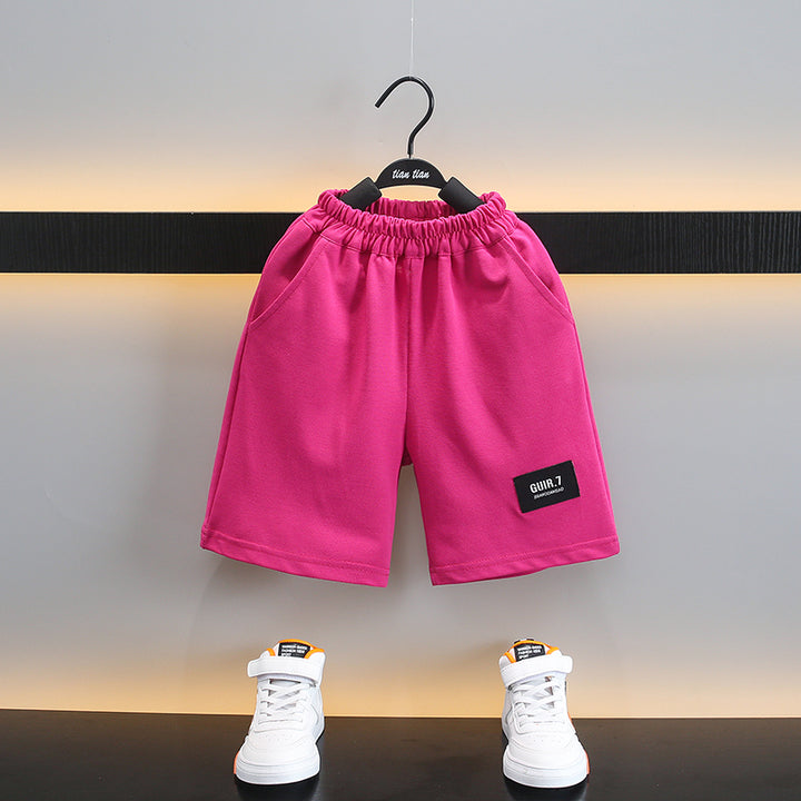 Boys Printed Short Sleeves Round Neck T-shirt with Shorts