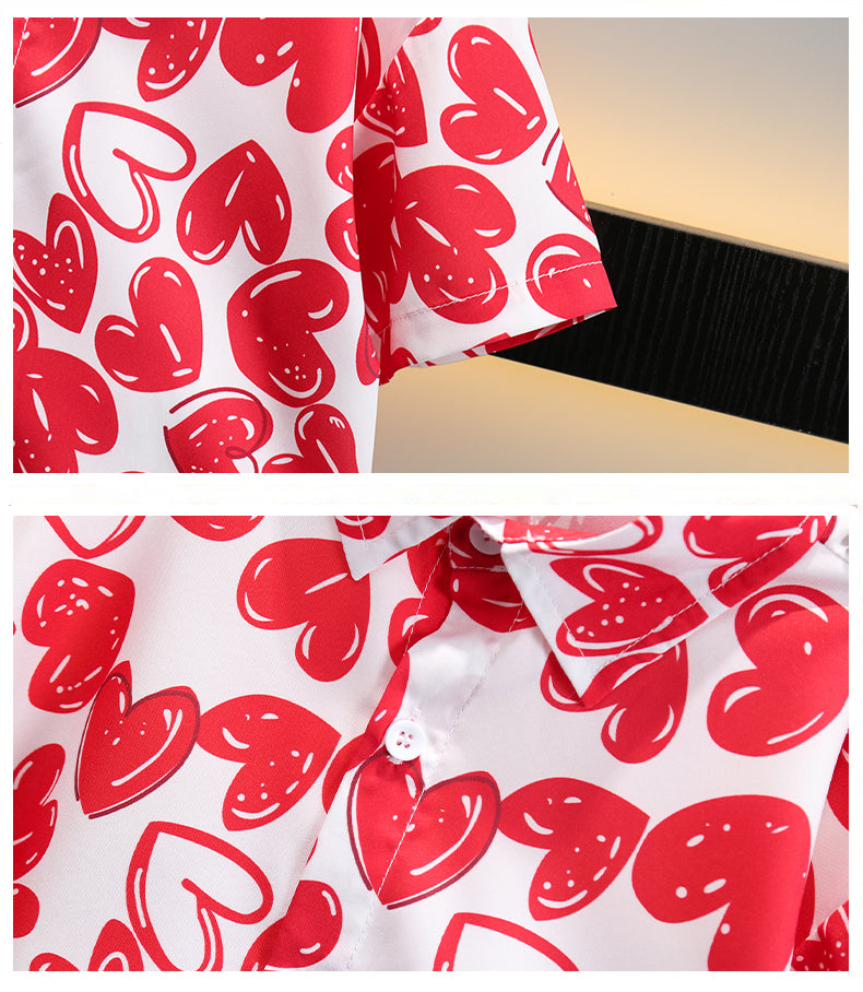 Boys Red & White Printed Pure Cotton Shirt With Shorts