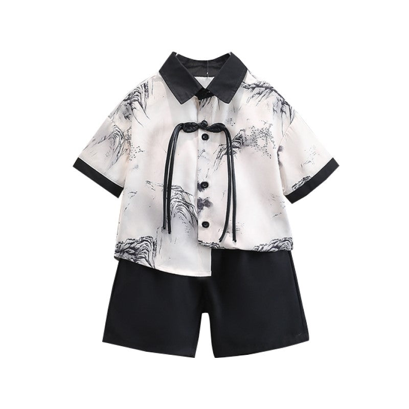 Boys Printed Pure Cotton Shirt with Shorts