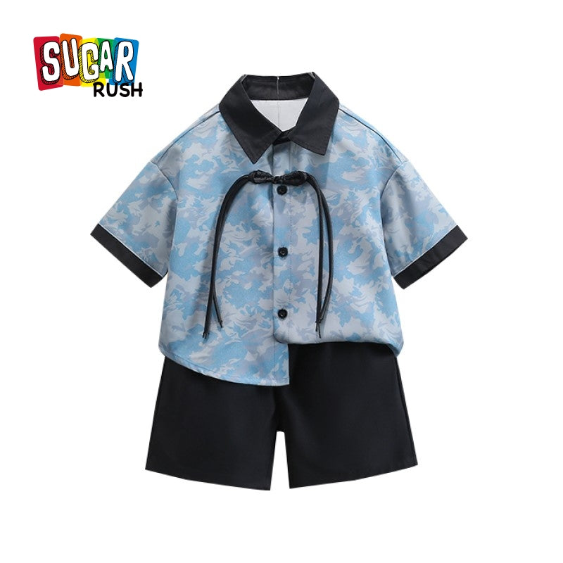 Boys Printed Pure Cotton Shirt with Shorts