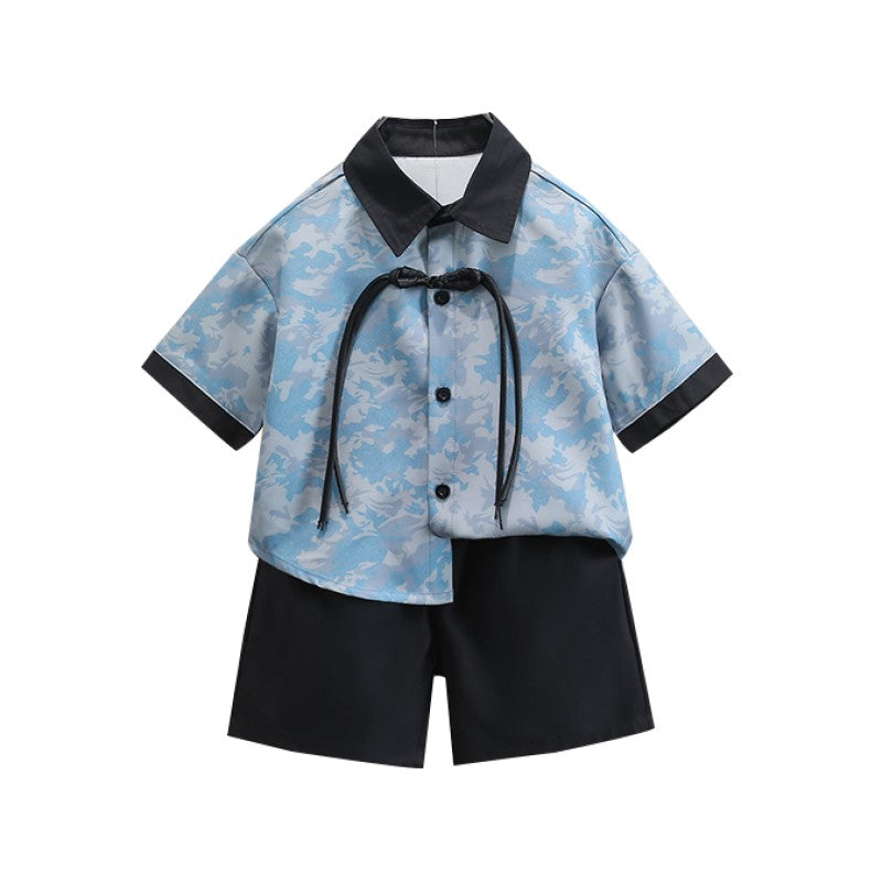 Boys Printed Pure Cotton Shirt with Shorts
