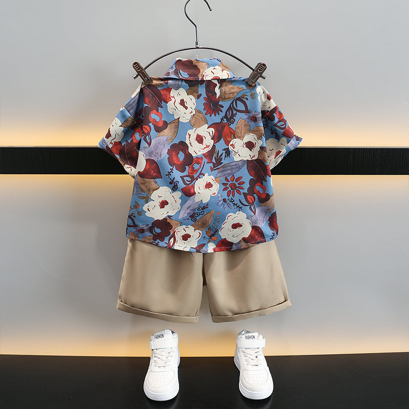 Boys Printed Pure Cotton Shirt with Short
