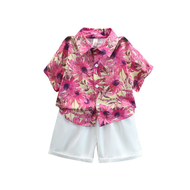 Boys Printed Pure Cotton Shirt with Shorts