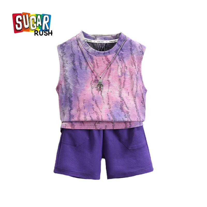 Boys Dyed T-shirt with Shorts