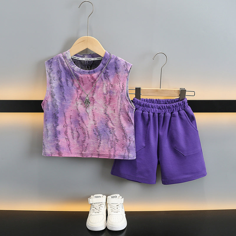 Boys Dyed T-shirt with Shorts