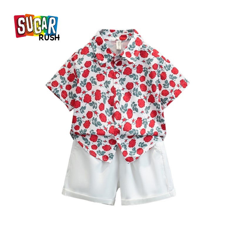 Boys Printed Pure Cotton Shirt With Short