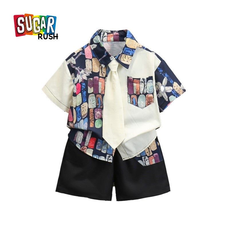 Boys Printed Pure Cotton Shirt With Short