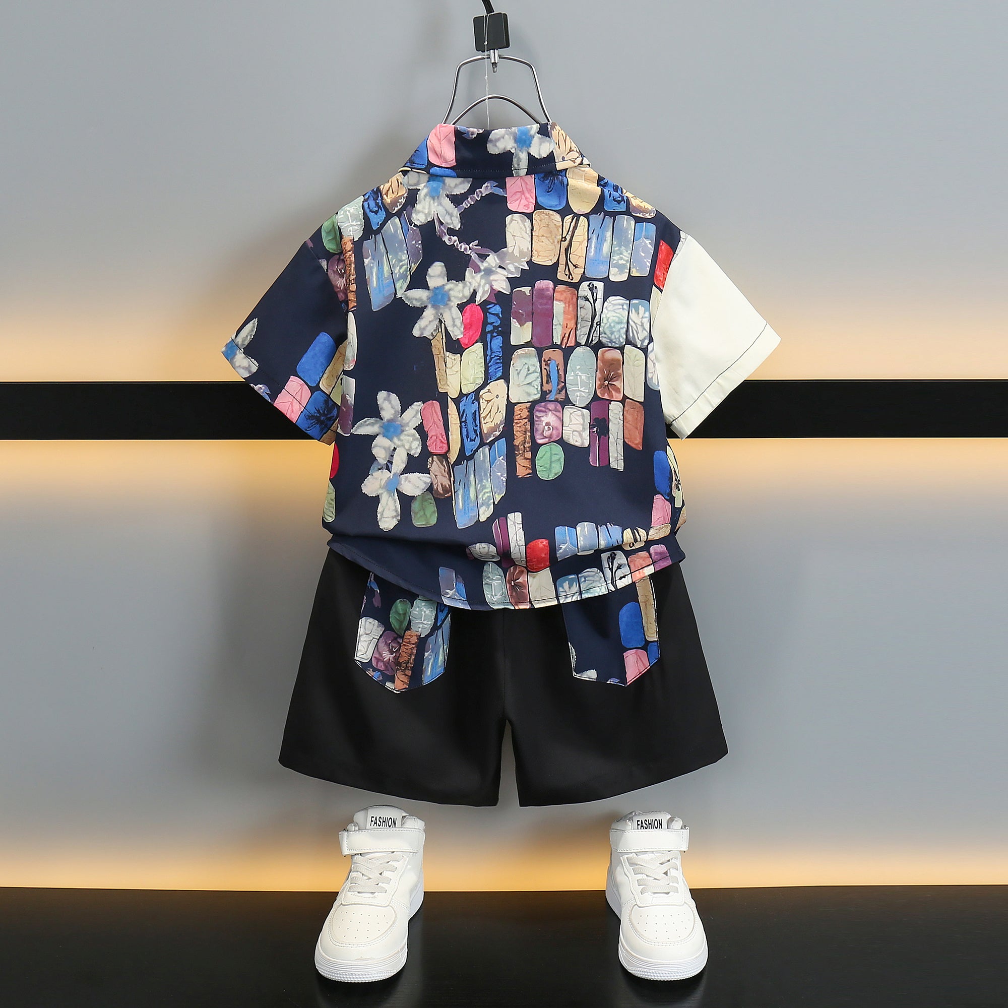 Boys Printed Pure Cotton Shirt With Short