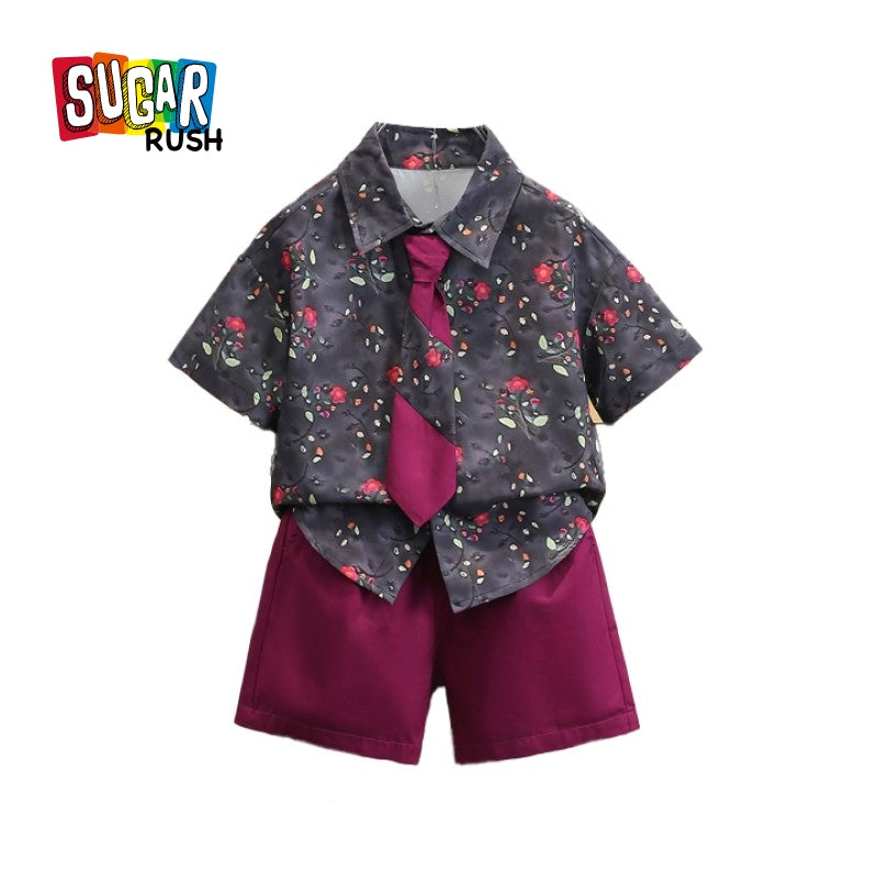 Boys Printed Pure Cotton Shirt With Short