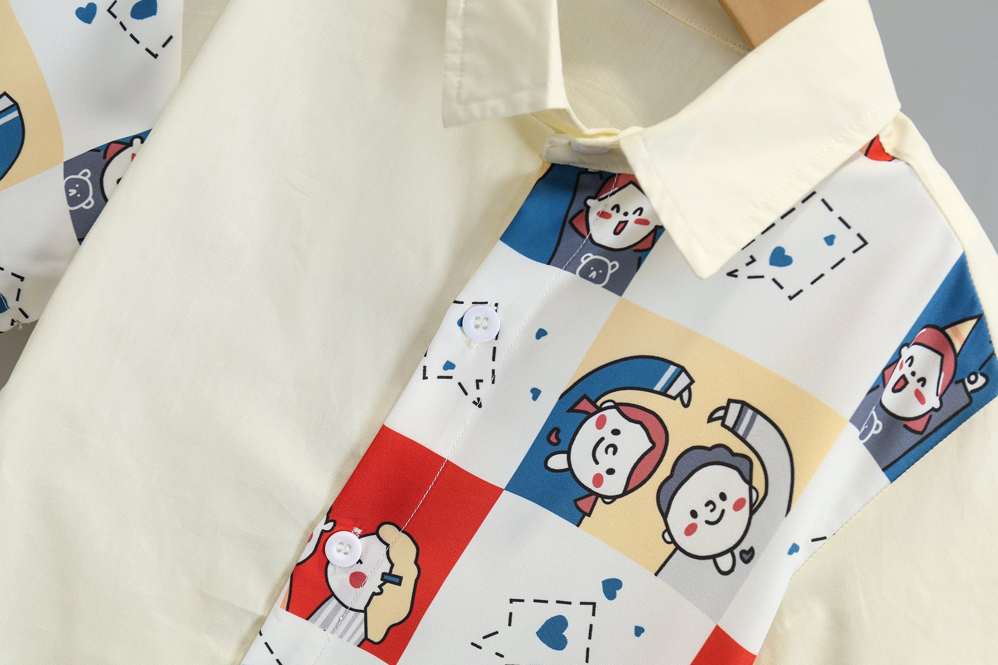 Boys White & Blue Printed Pure Cotton Shirt with Shorts