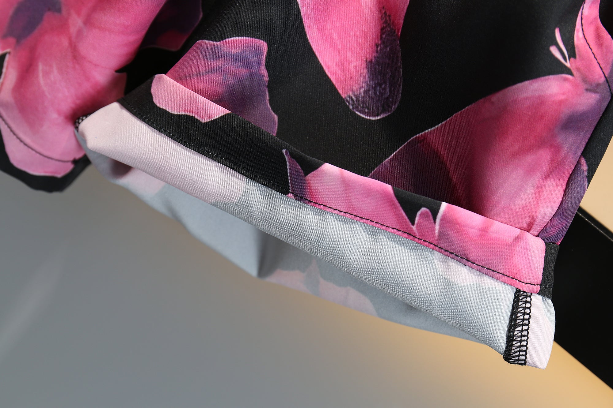 Boys Pink & Black Floral Printed Pure Cotton Shirt With Shorts