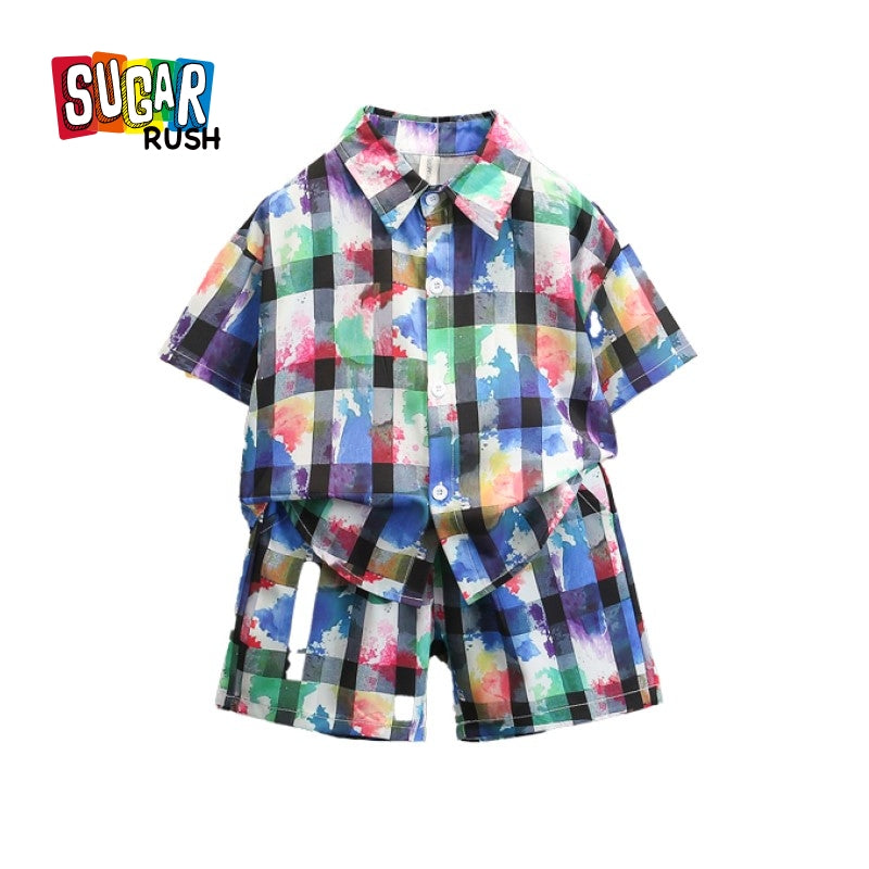 Boys Printed Pure Cotton Shirt with Shorts