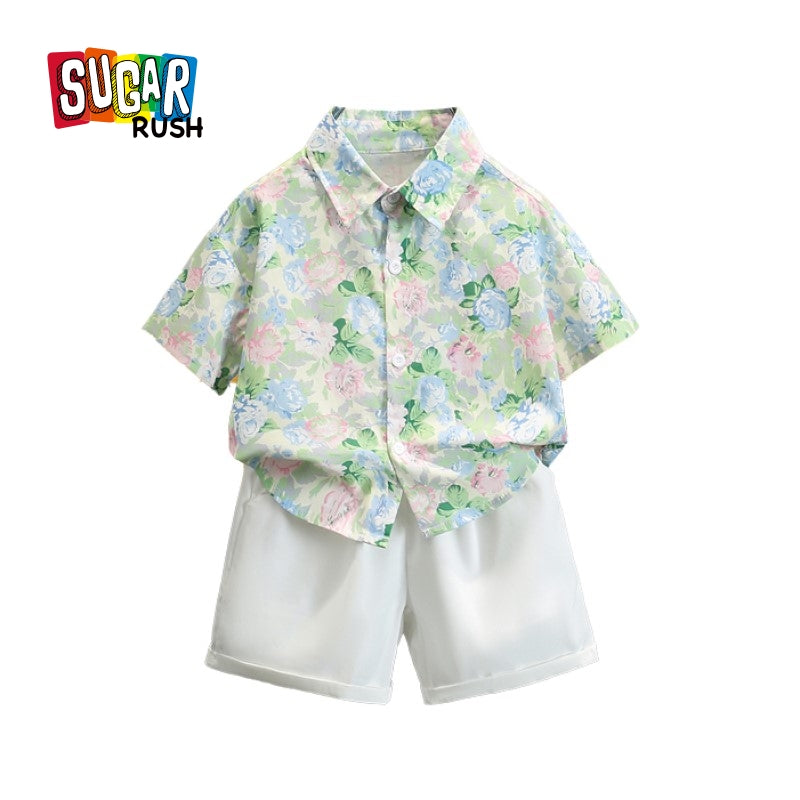 Boys Printed Pure Cotton Shirt with Shorts