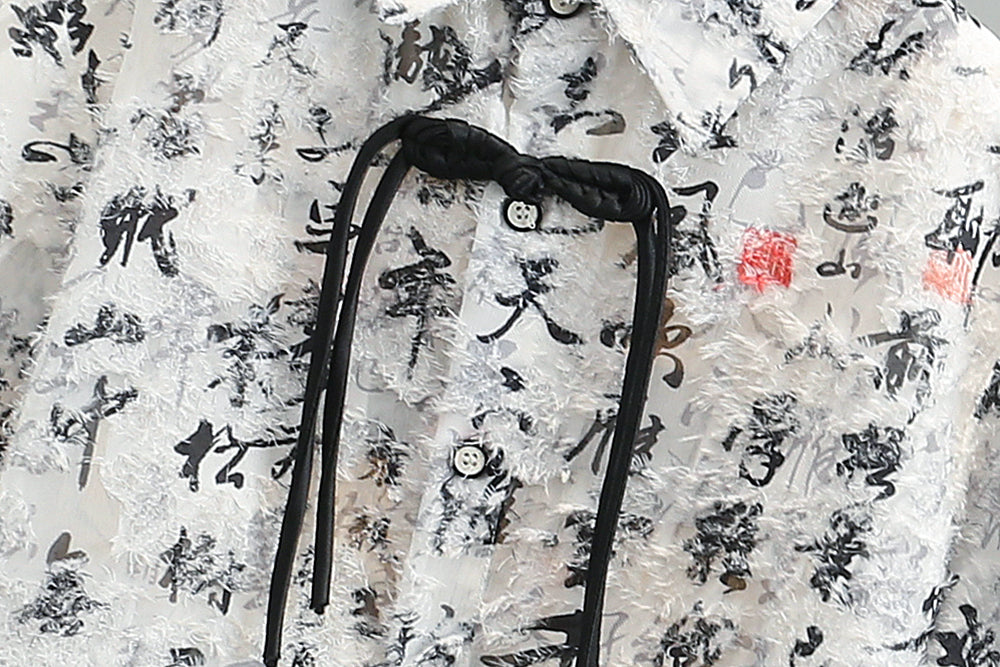 Boys White & Black Printed Pure Cotton Shirt with Shorts