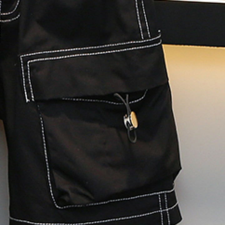 Boys Black Mid-Rise Rapid-Dry Cotton Cargo Shorts