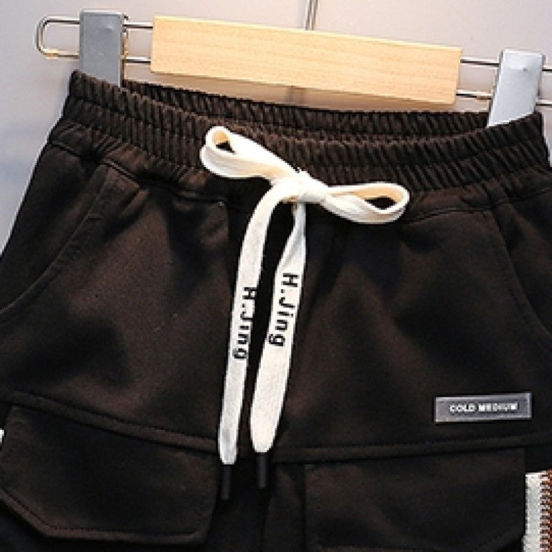 Boys Black High-Rise Easy Wash Cotton Joggers Trousers