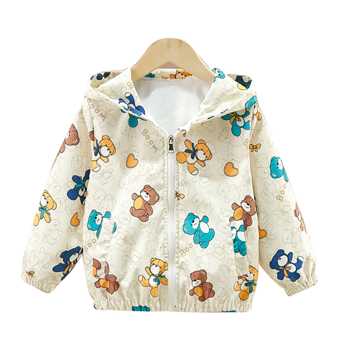 Girls Hooded Conversational Printed Casual Windcheater