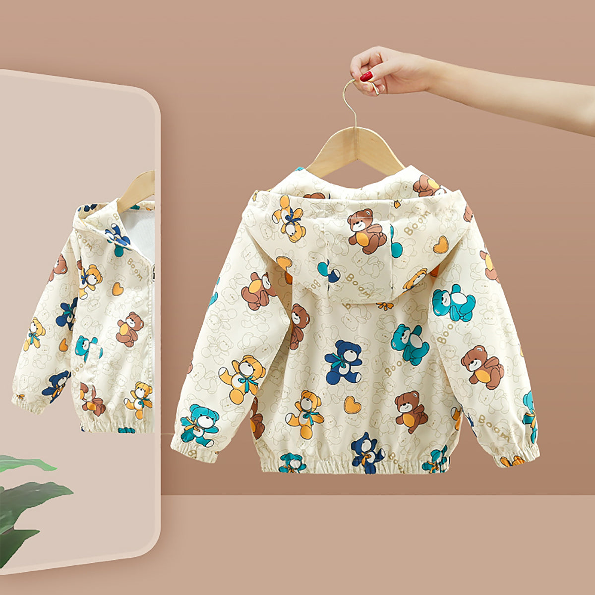 Girls Hooded Conversational Printed Casual Windcheater