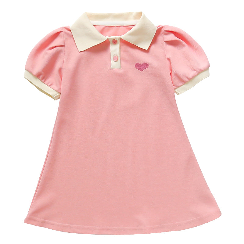 Girls Shirt Collar A-Line Dress