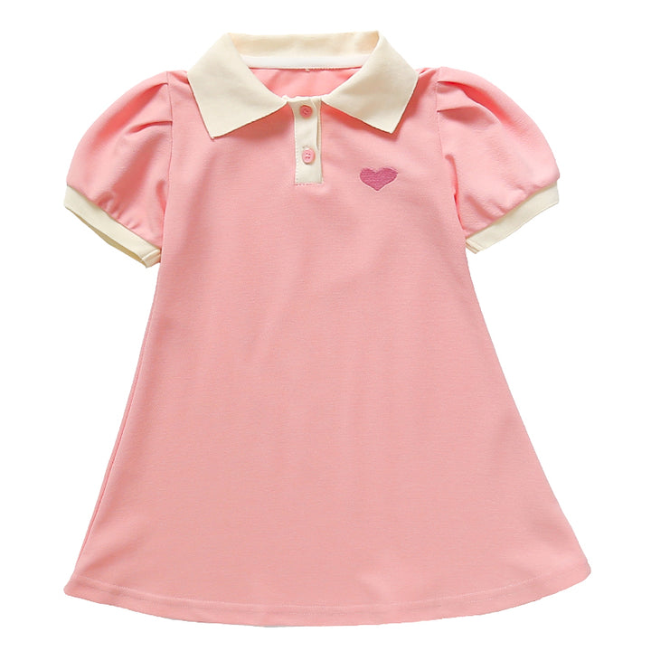 Girls Shirt Collar A-Line Dress
